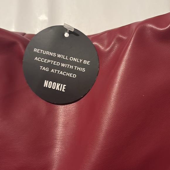 Nookie Leona Mini Dress Faux Leather Structured Bodice Strapless Red Small NWT - Picture 10 of 11